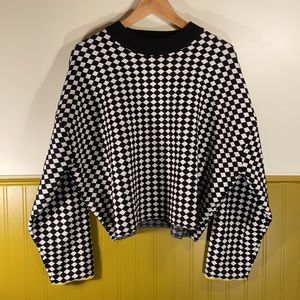 Pringle of Scotland x H&M Oversized Jaquard Knit Checked Cropped Sweater